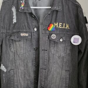 Melissa Etheridge Distressed Black Denim Jacket